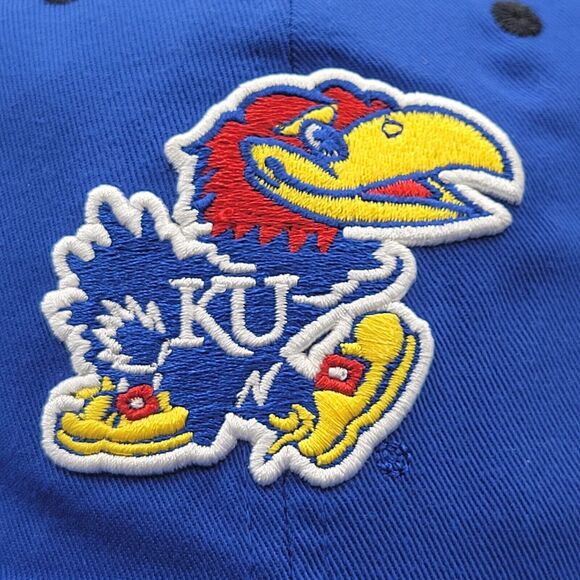 Kansas Jayhawks Adidas Mens Womens Slouch Trucker Hat Blue White Adjustable - Picture 7 of 14